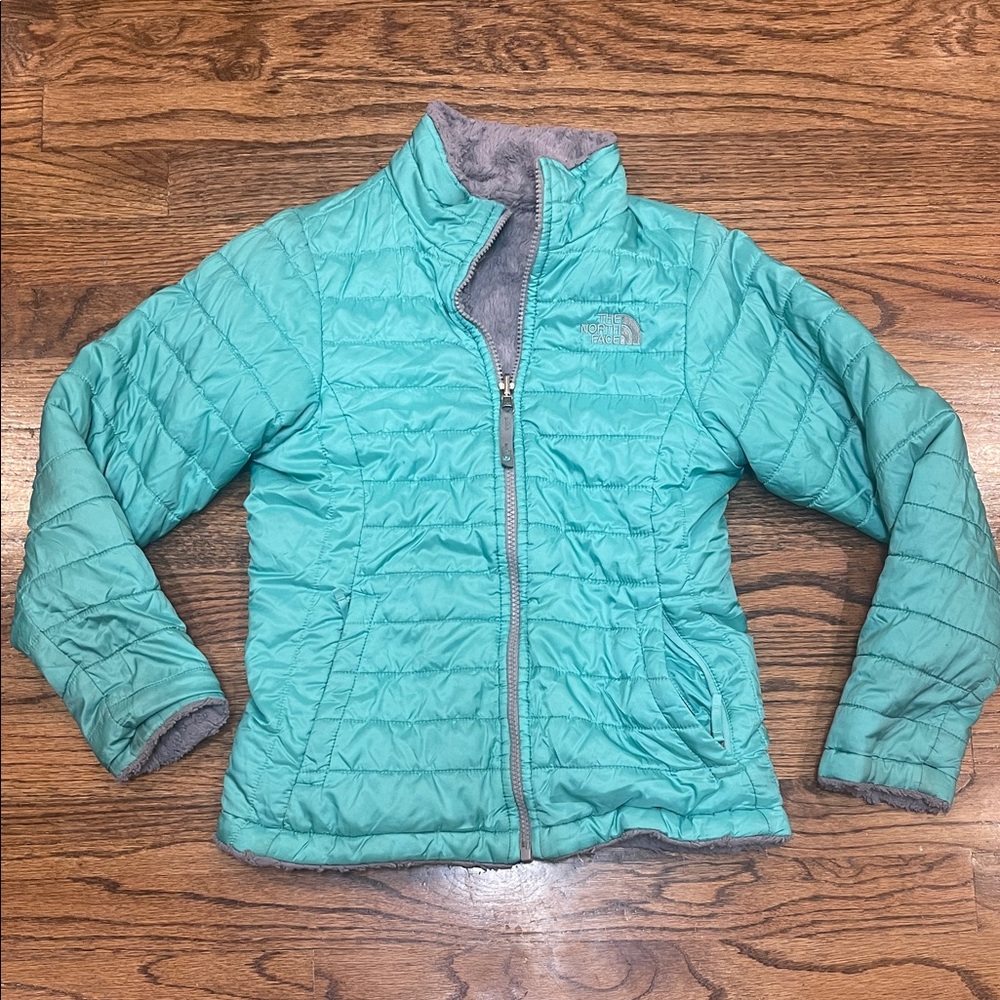 The North Face Kids Teal Jacket REVERSIBLE girls size M